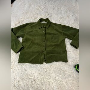 The Barrage Co green fleece women’s jacket size small oversized cropped shacket